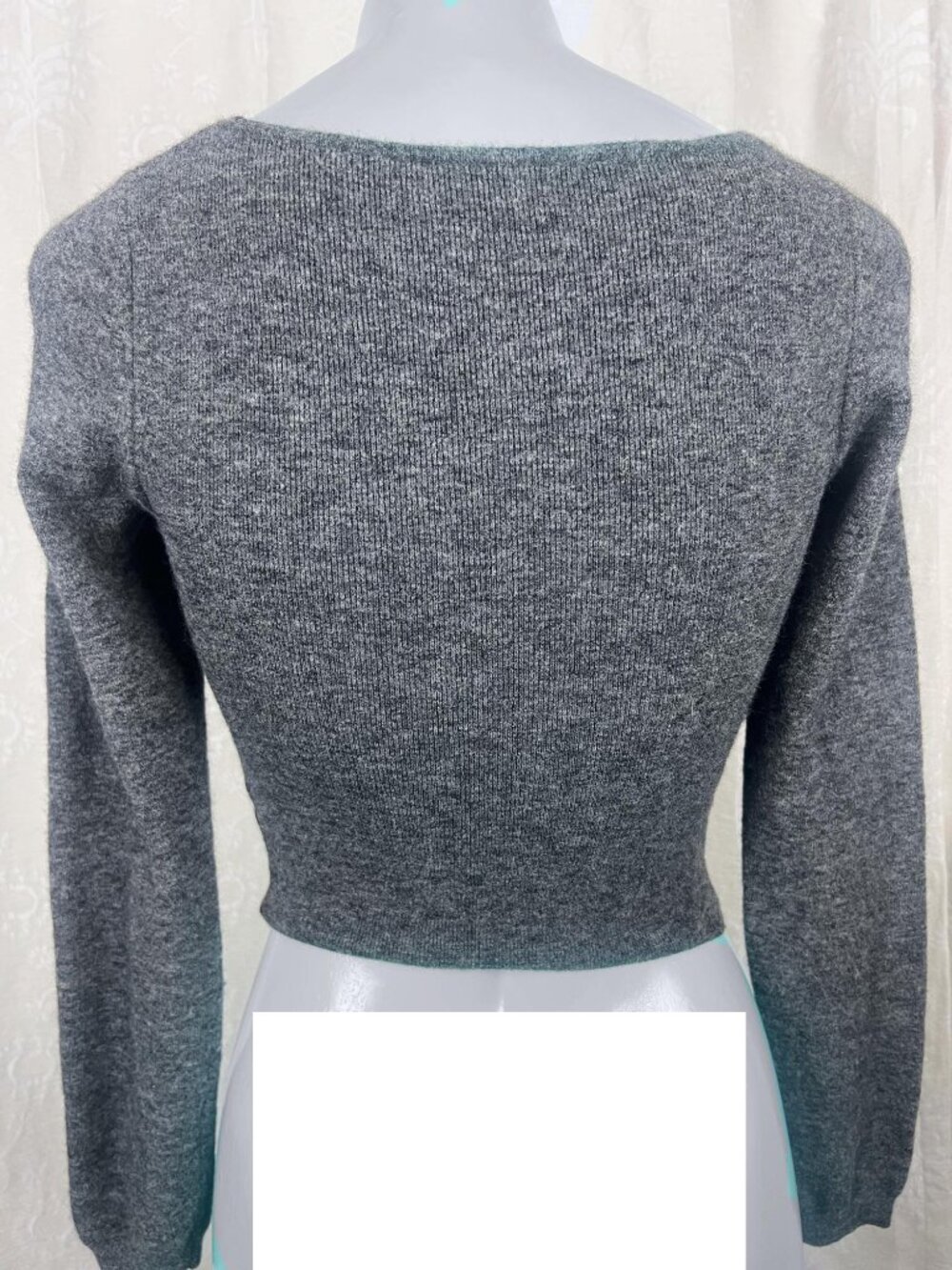 Aritzia Wilfred Greer sweater charcoal gray cropped knit wool cashmere blend M - Picture 4 of 7